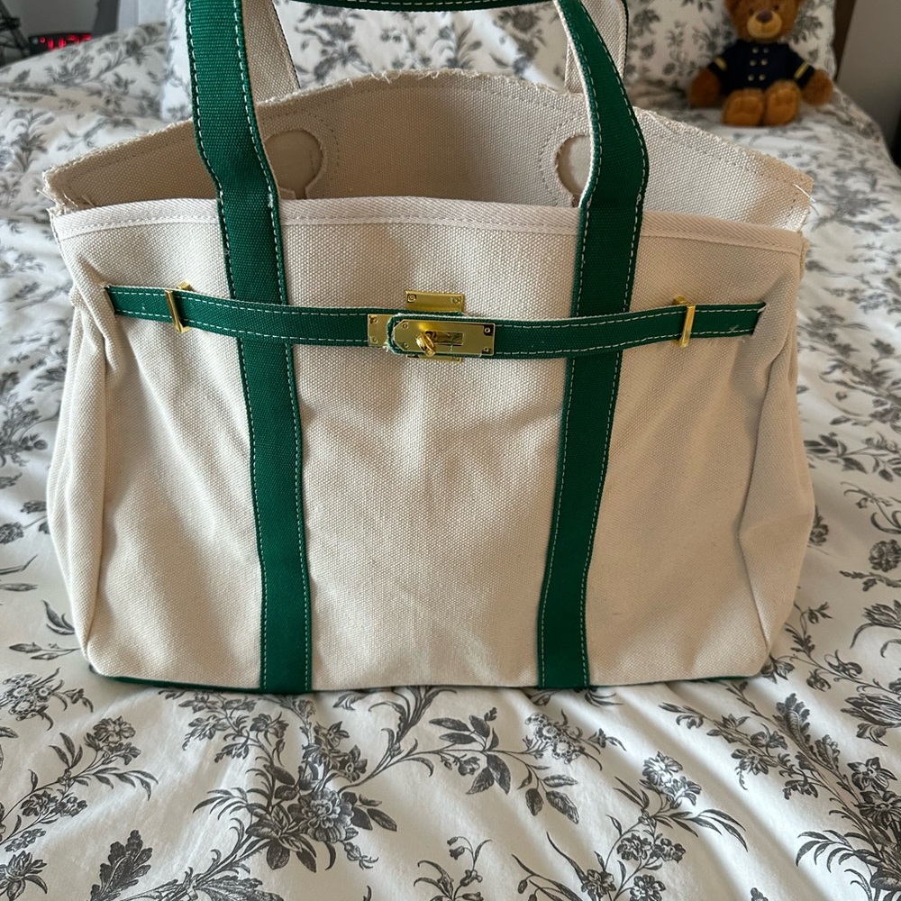 Boat Kin Canvas Bag New Tape Still On Feet Green Straps - Picture 2 of 9